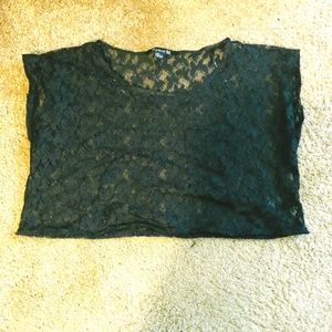 Black see through Crop Top